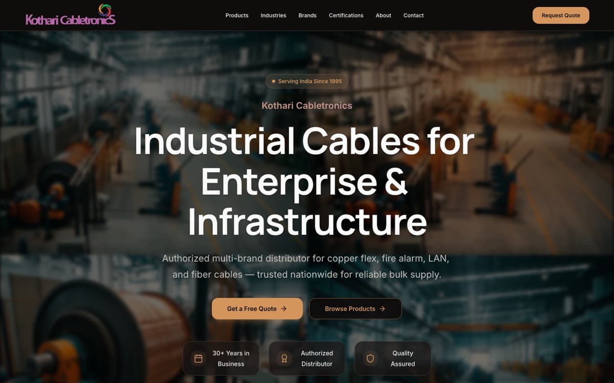 Kothari Cabletronics, live site